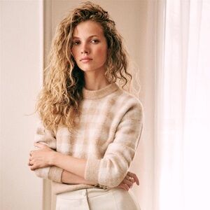 Sezane Becky Gingham Alpaca Jumper Sweater S